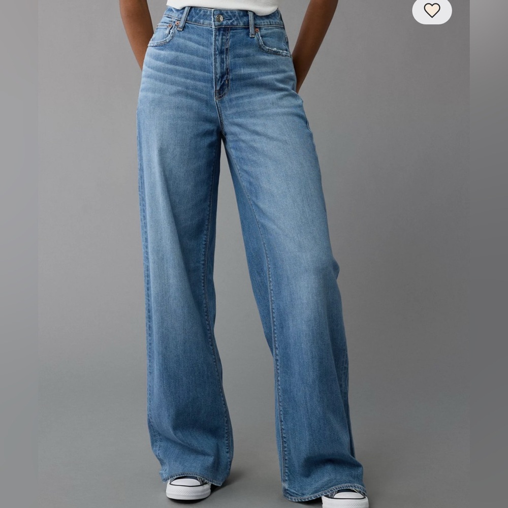 American Eagle Dreamy Drape Baggy Wide Leg Jeans Size 00 Short